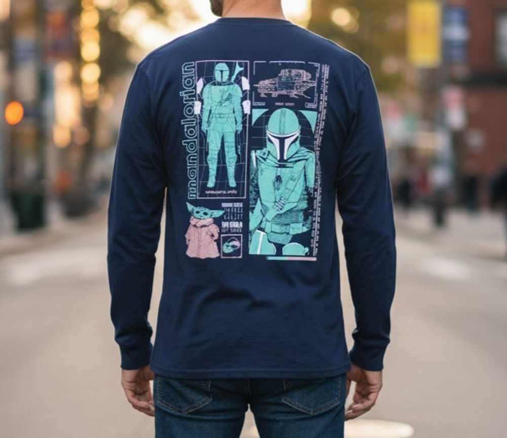 Star Wars Grogu Graphic Long Sleeve T-Shirt Men's 2XL Blue